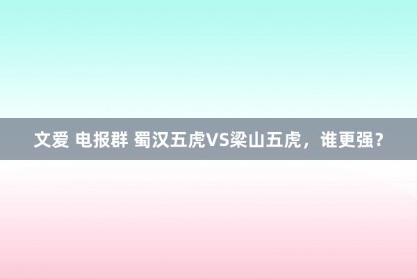 文爱 电报群 蜀汉五虎VS梁山五虎，谁更强？