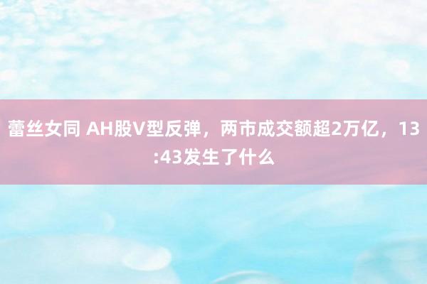 蕾丝女同 AH股V型反弹，两市成交额超2万亿，13:43发生了什么